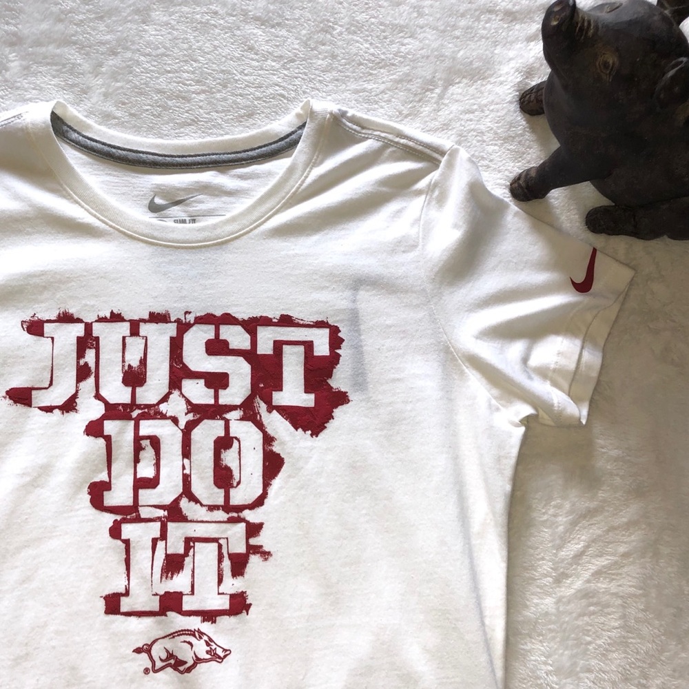 Arkansas Razorback White Nike Just Do It T-Shirt Large